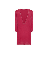 Robe dos nu E.Franchi à rayures scintillantes - Rose