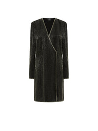 Robe E.Franchi cache-cœur à rayures scintillantes - Noir
