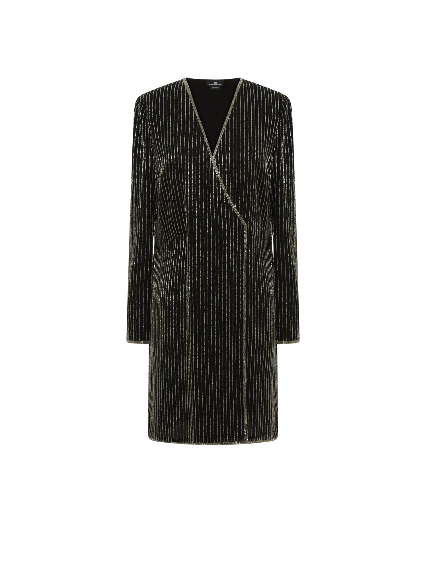 Robe E.Franchi cache-cœur à rayures scintillantes - Noir