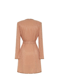 Robe E.Franchi cache-cœur à rayures scintillantes - Beige