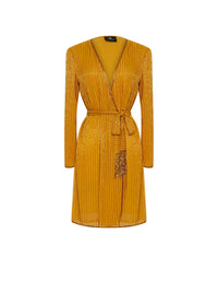 Robe E.Franchi cache-cœur à rayures scintillantes - Jaune
