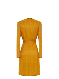 Robe E.Franchi cache-cœur à rayures scintillantes - Jaune
