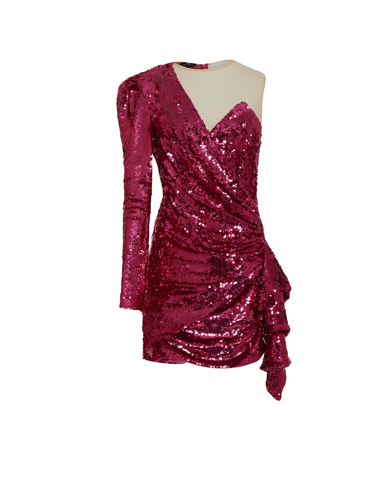 Robe asymétrique E.Franchi à sequins - Rose