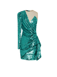 Robe asymétrique E.Franchi à sequins - Bleu
