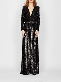 Robe longue E.Franchi à sequins - Noir