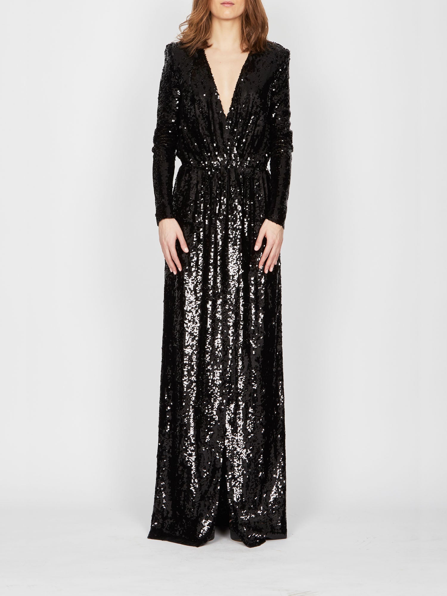 Robe longue E.Franchi à sequins - Noir