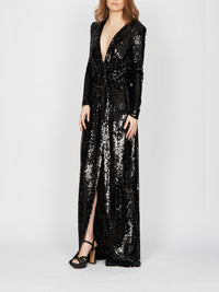 Robe longue E.Franchi à sequins - Noir