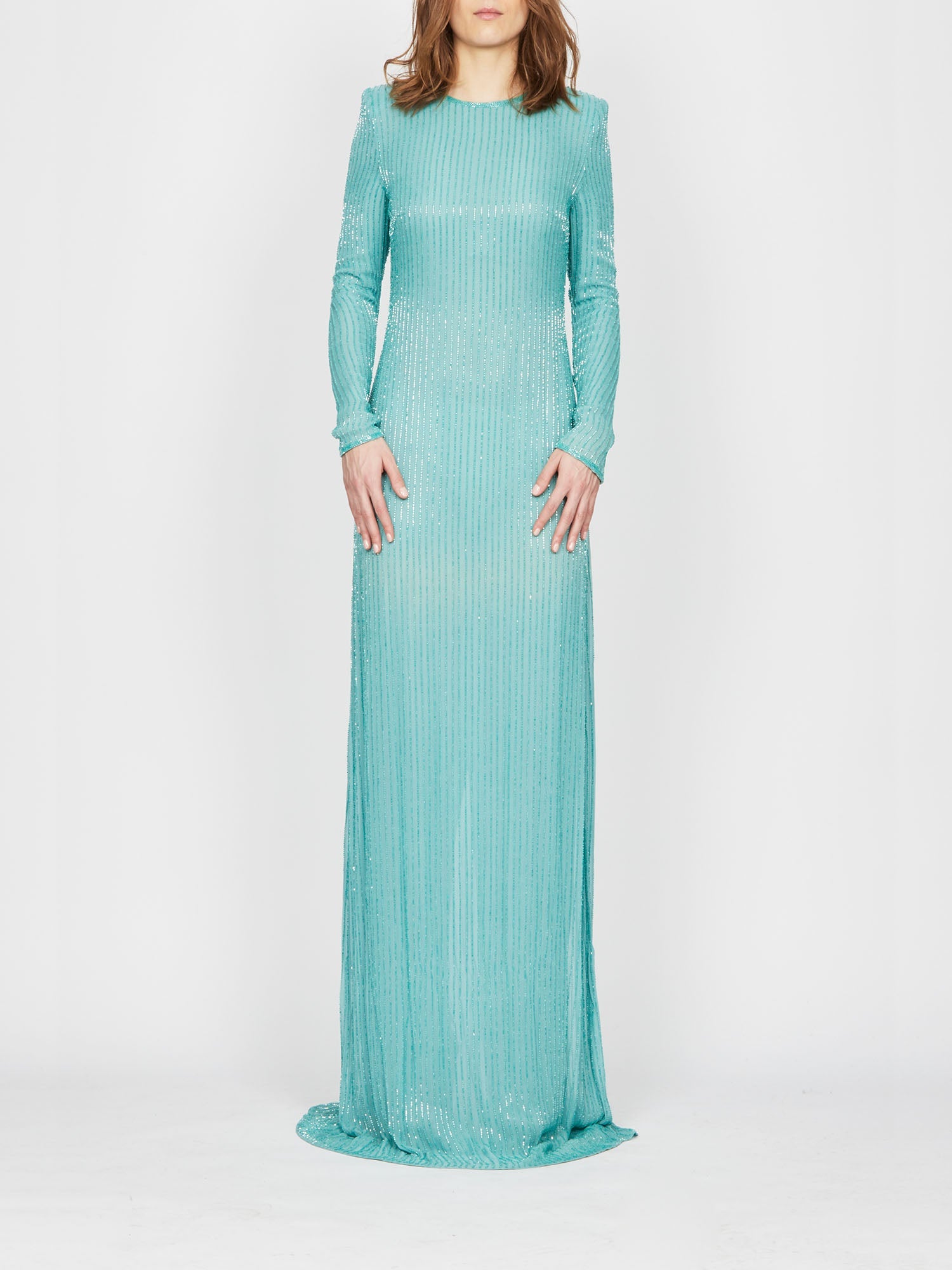 Robe longue E.Franchi à rayures scintillantes - Bleu