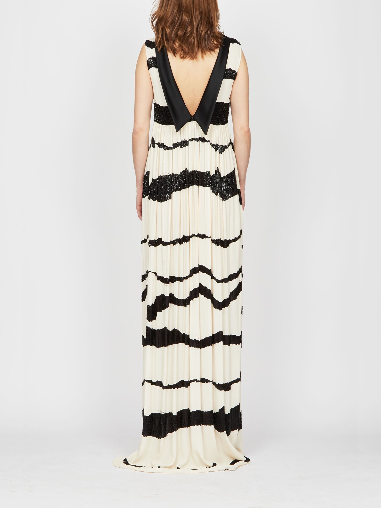 Robe longue E.Franchi empiècement scintillant - Blanc