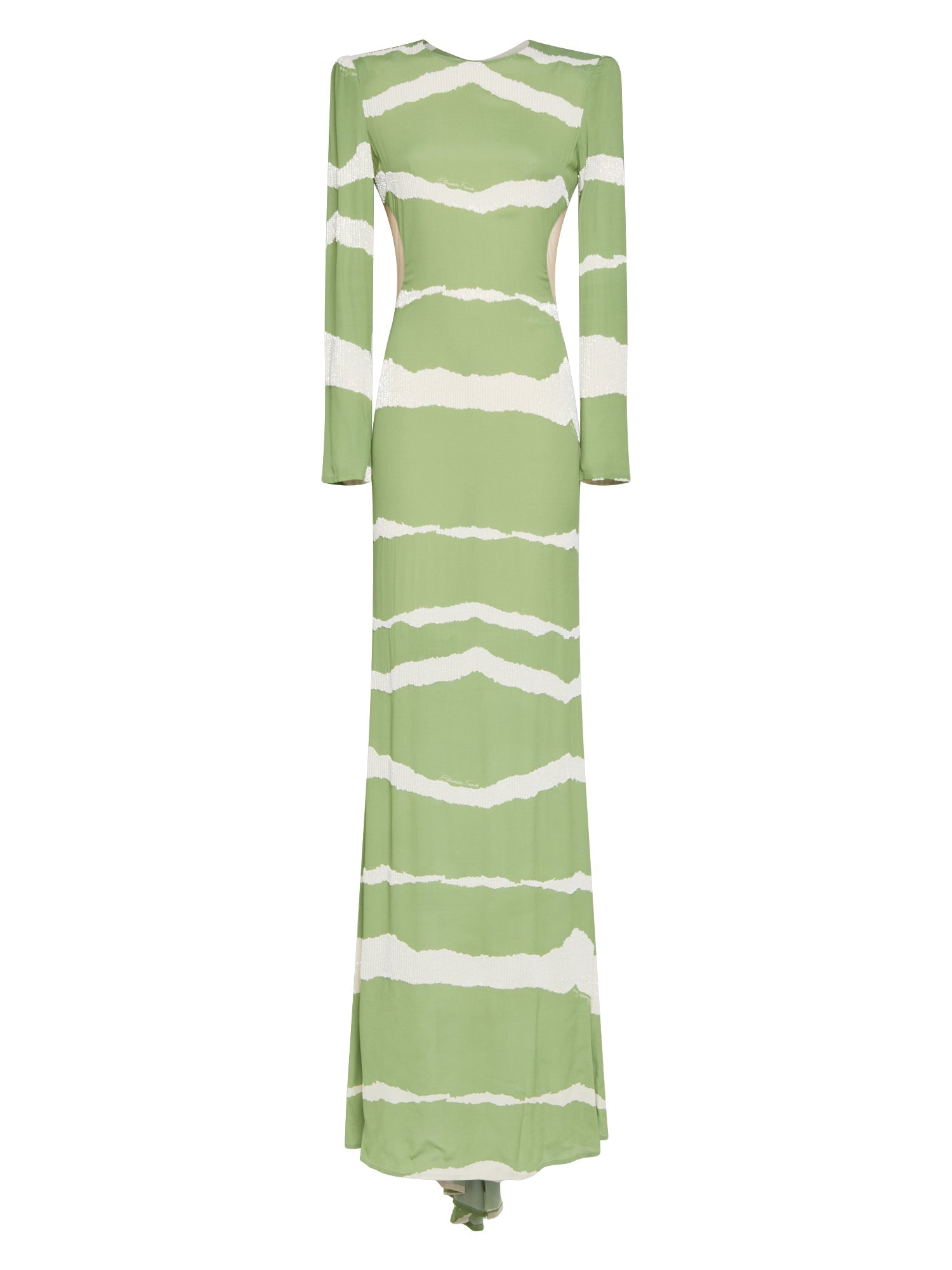 Robe longue E.Franchi dos nu à strass - Vert