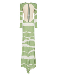 Robe longue E.Franchi dos nu à strass - Vert