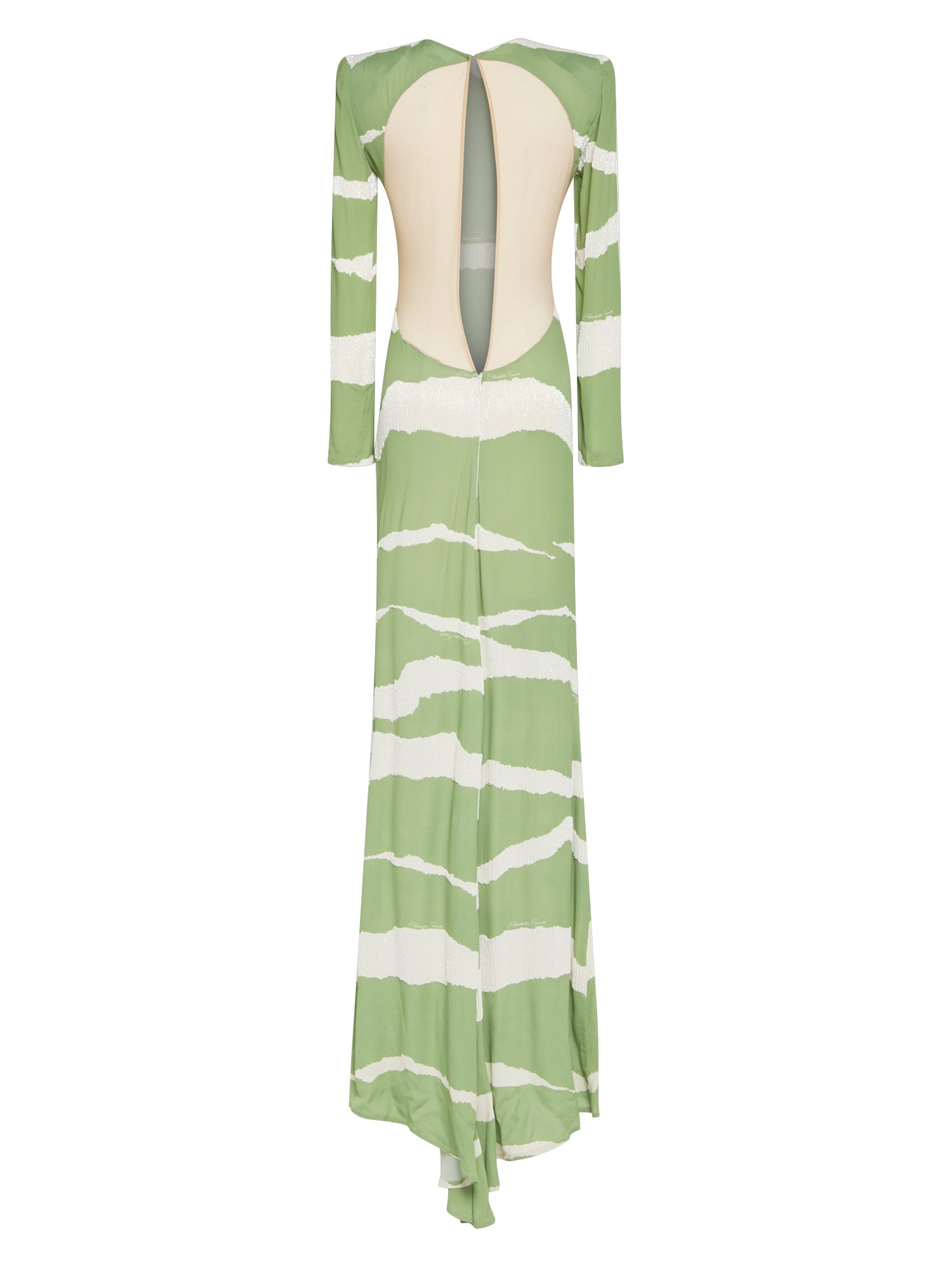 Robe longue E.Franchi dos nu à strass - Vert