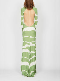 Robe longue E.Franchi dos nu à strass - Vert