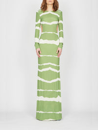 Robe longue E.Franchi dos nu à strass - Vert
