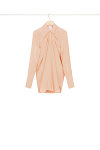 Blouse drapée en soie - Corail