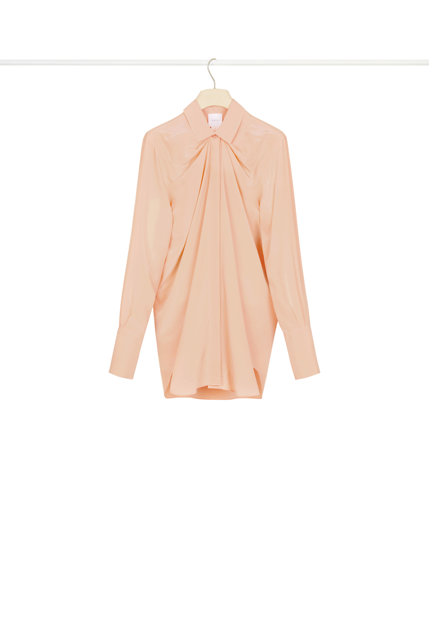 Blouse drapée en soie - Corail
