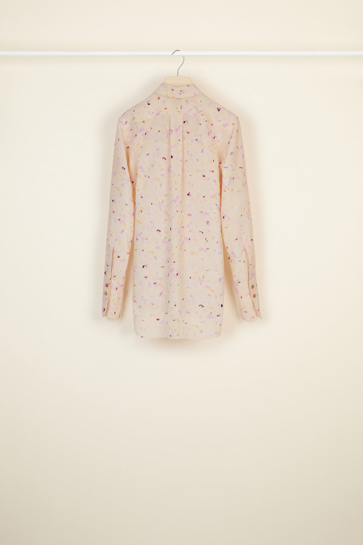 Blouse drapée en soie imprimée - Nude