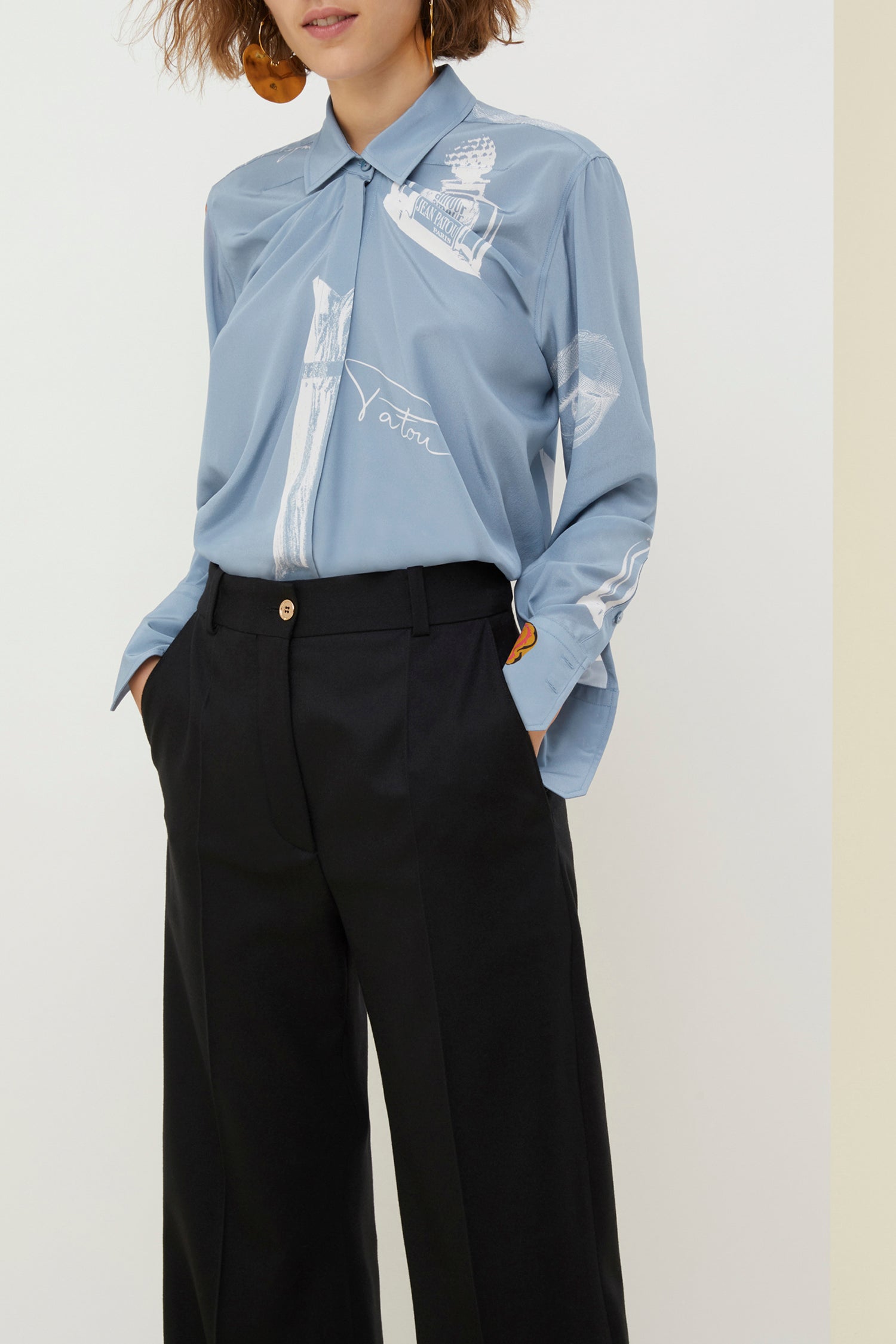 Blouse drapée en soie imprimée - Riddle