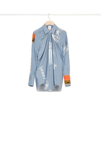 Blouse drapée en soie imprimée - Riddle