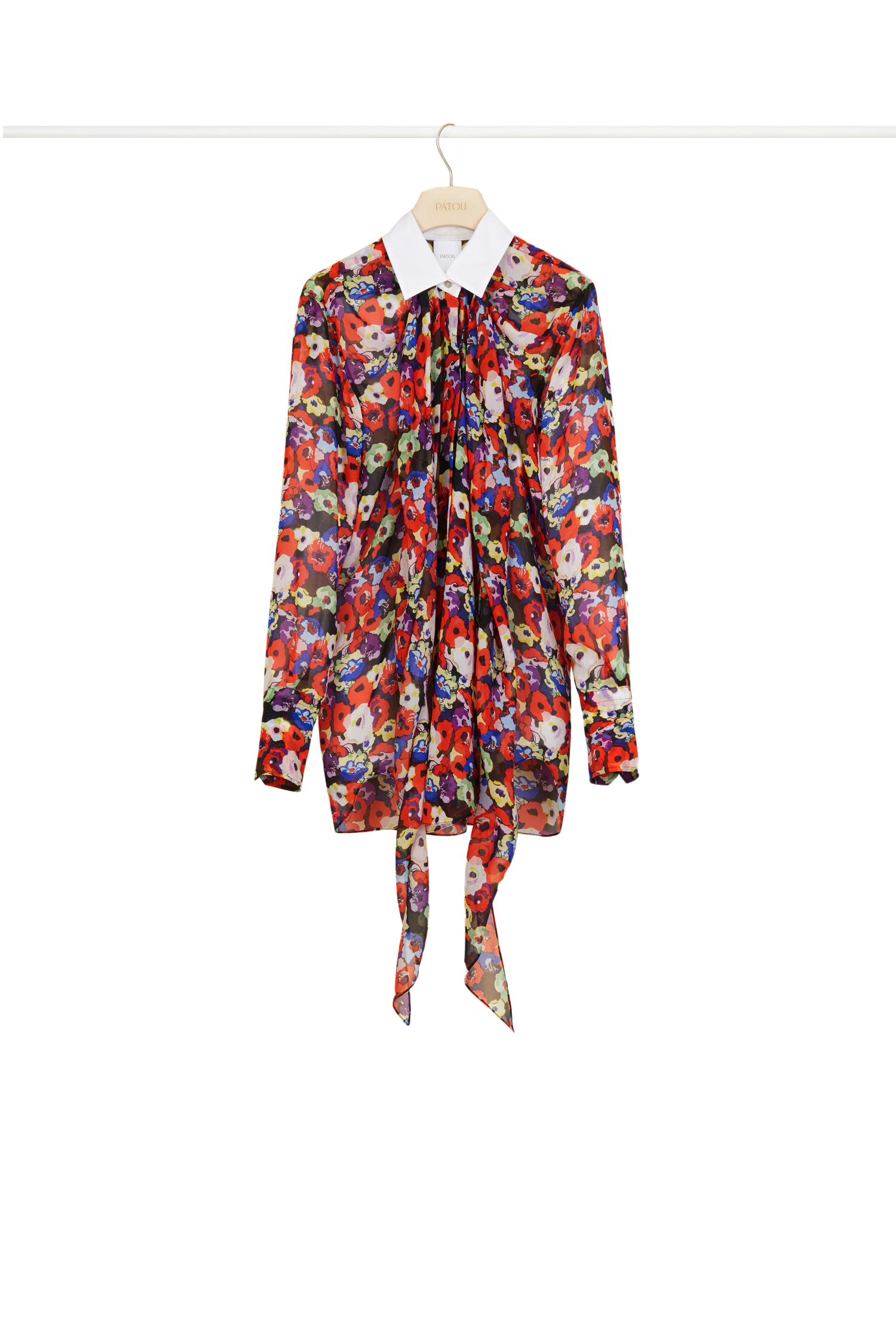 Blouse drapée en soie imprimée - Flowers Bloom