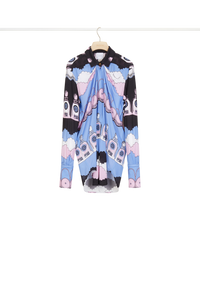 Blouse drapée en jersey imprimé - Clouds