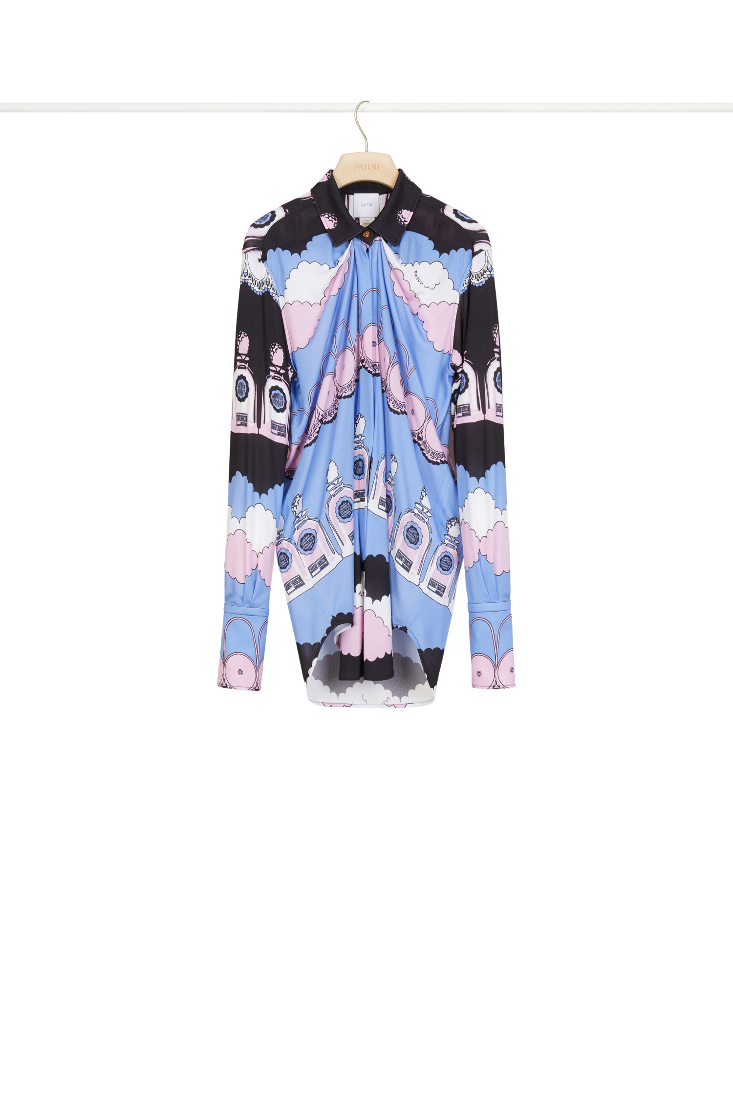 Blouse drapée en jersey imprimé - Clouds