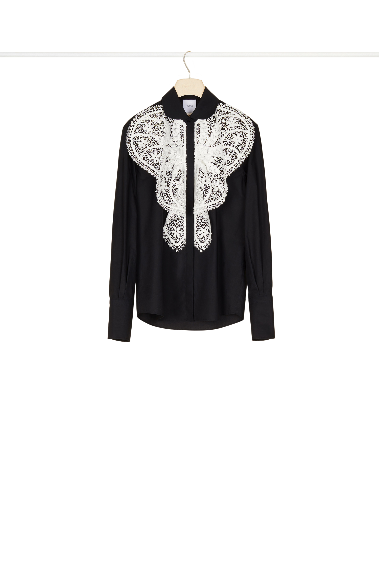Chemise à plastron en dentelle - Noir