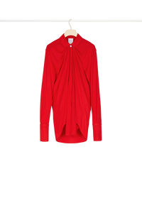 Blouse en jersey à col claudine - Rouge