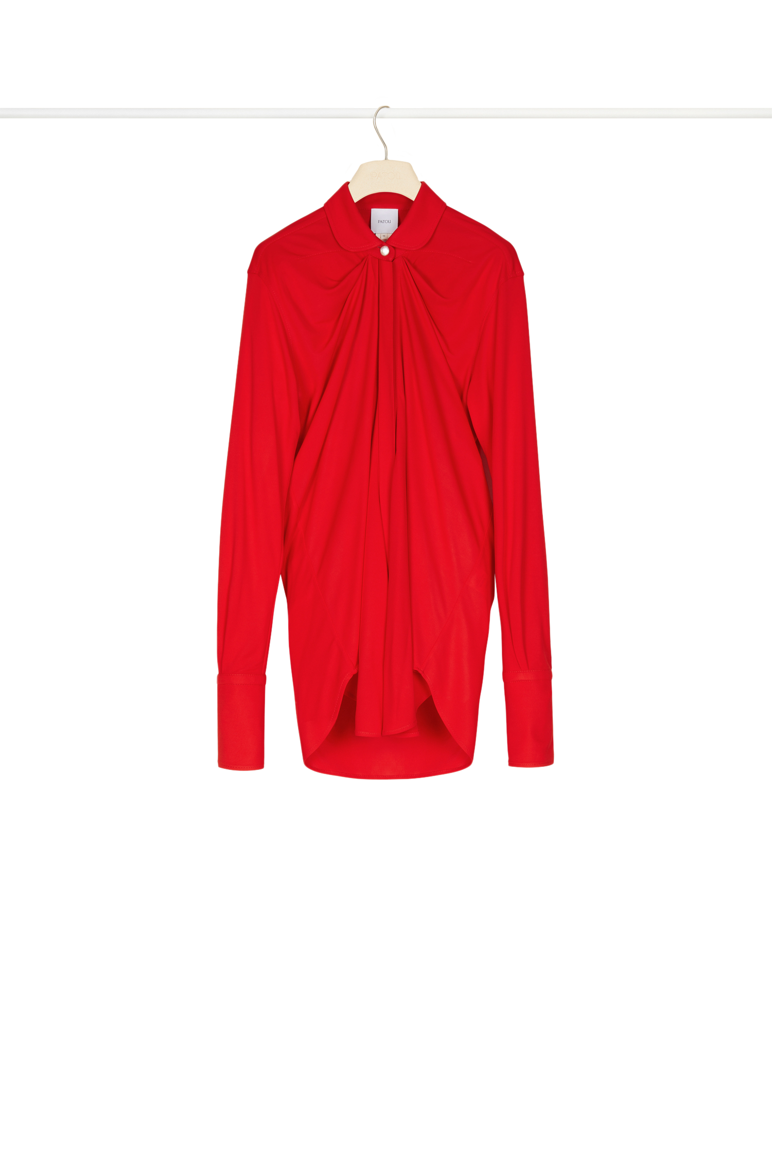 Blouse en jersey à col claudine - Rouge