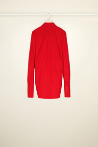 Blouse en jersey à col claudine - Rouge