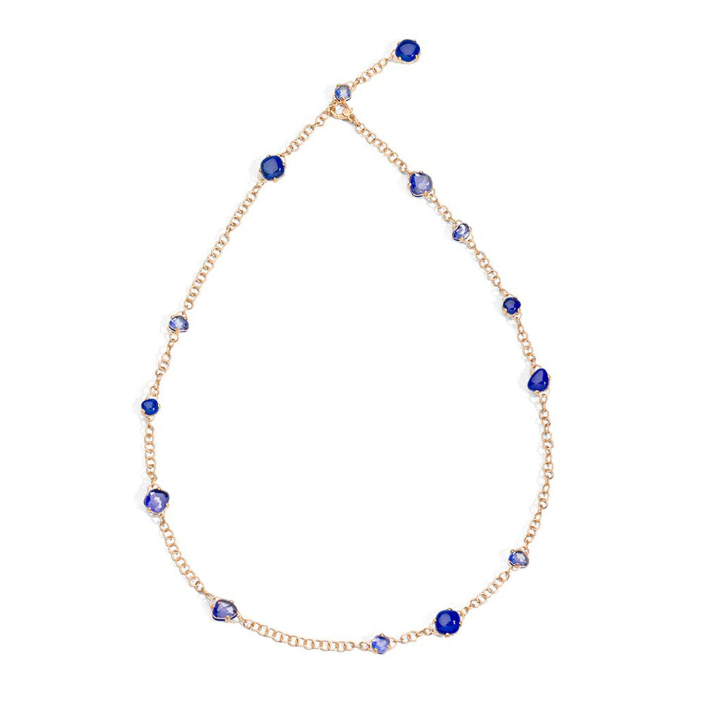 Collier Capri en Or Rose 18K & Cristal de Roche & Lapis Lazuli