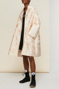 Manteau oversize en jacquard fleuri - Fleur de Pêche