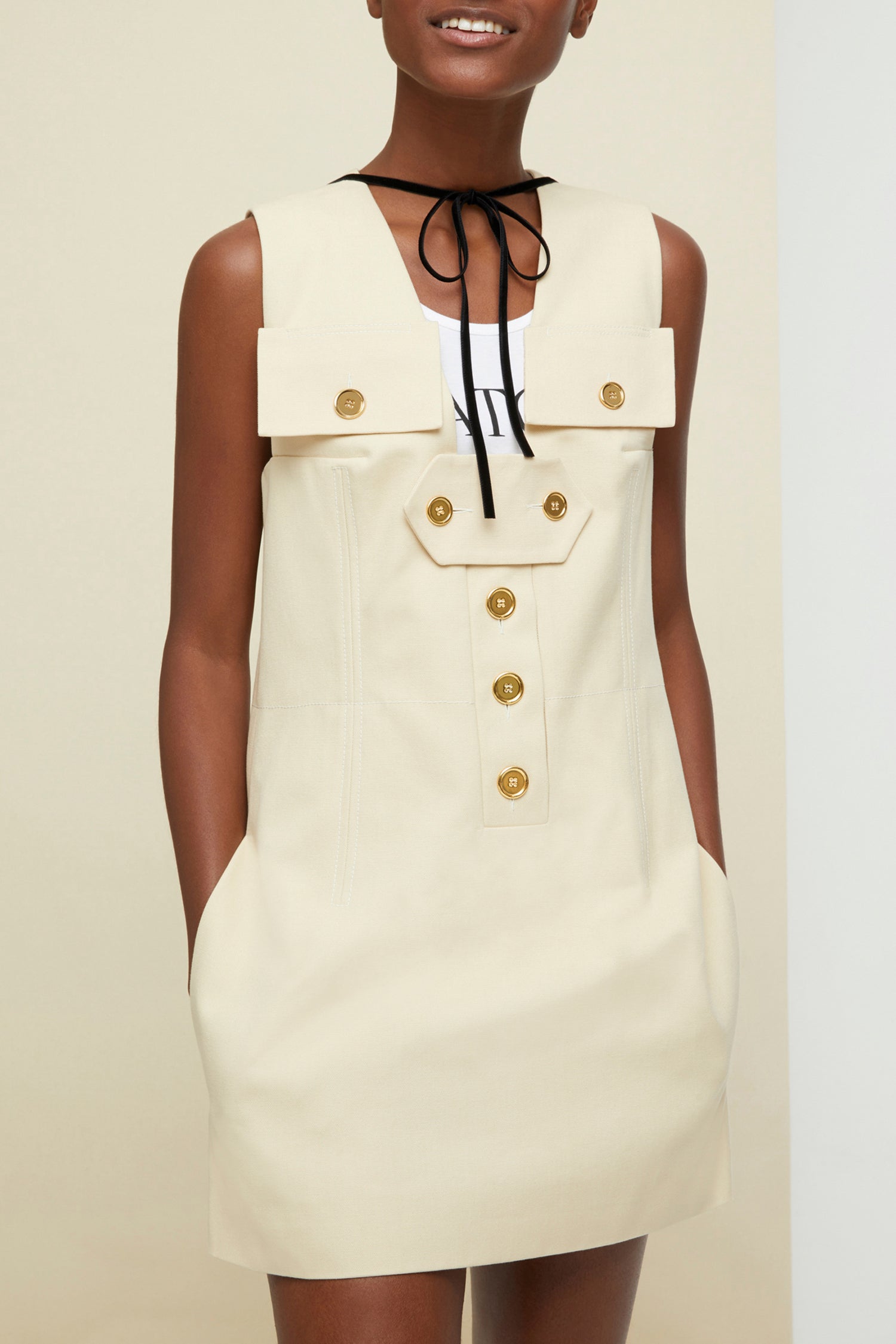 Robe safari en coton - Vanille