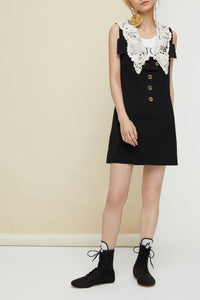 Robe safari en coton avec col crochet - Noir