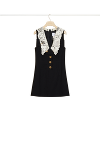 Robe safari en coton avec col crochet - Noir