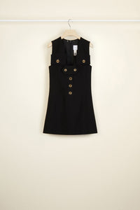 Robe safari en coton avec col crochet - Noir