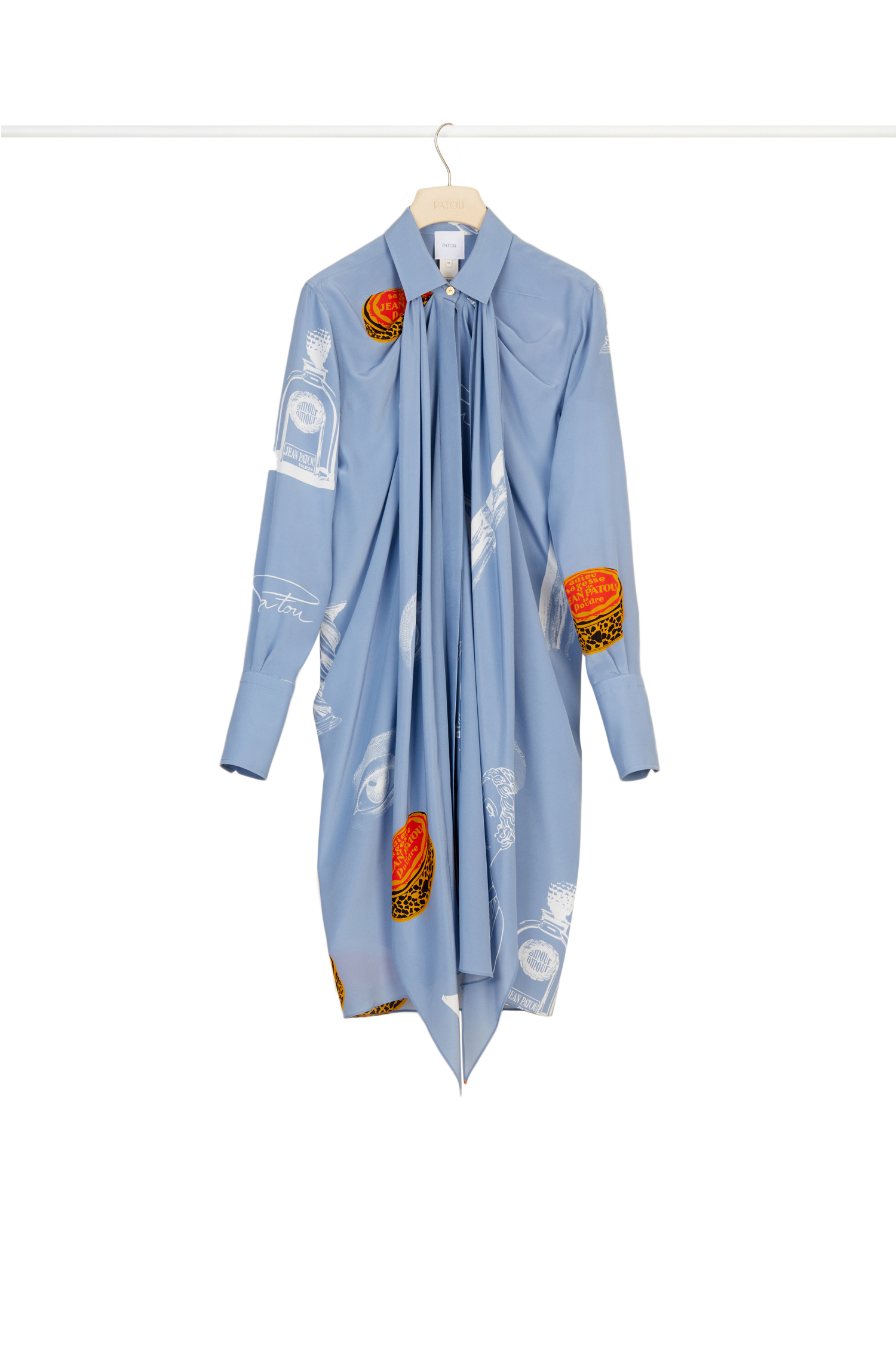 Robe chemise courte en soie imprimée à col lavallière - Riddle