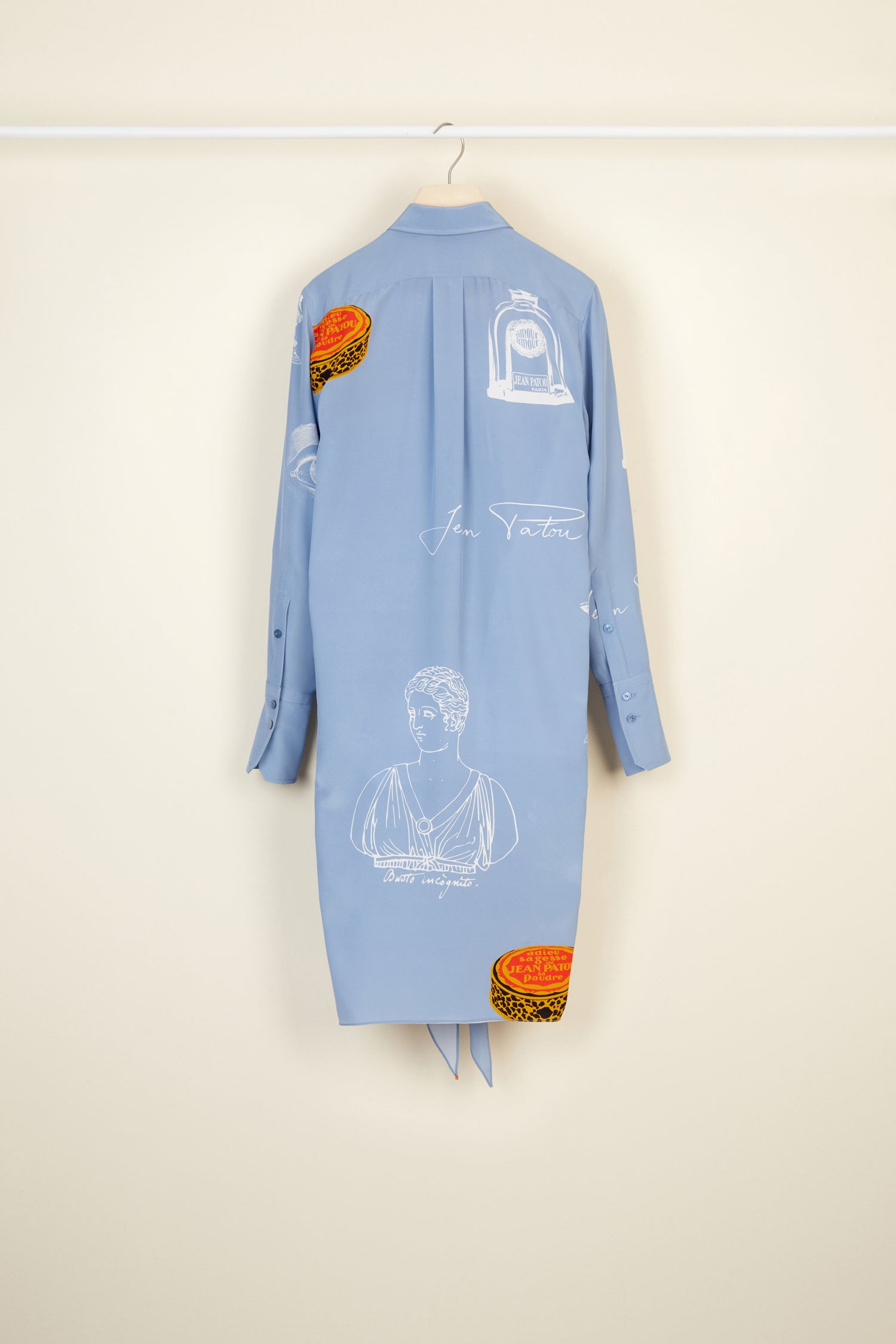 Robe chemise courte en soie imprimée à col lavallière - Riddle