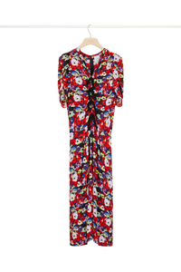 Robe fleurie froncée à noeuds - Flowers Bloom