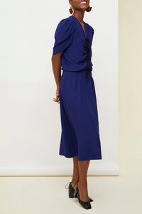 Robe froncée à noeuds - Bleu Persan