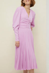 Robe plissée à col twisté - Lilas