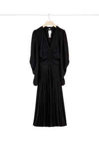 Robe plissée à col twisté - Noir