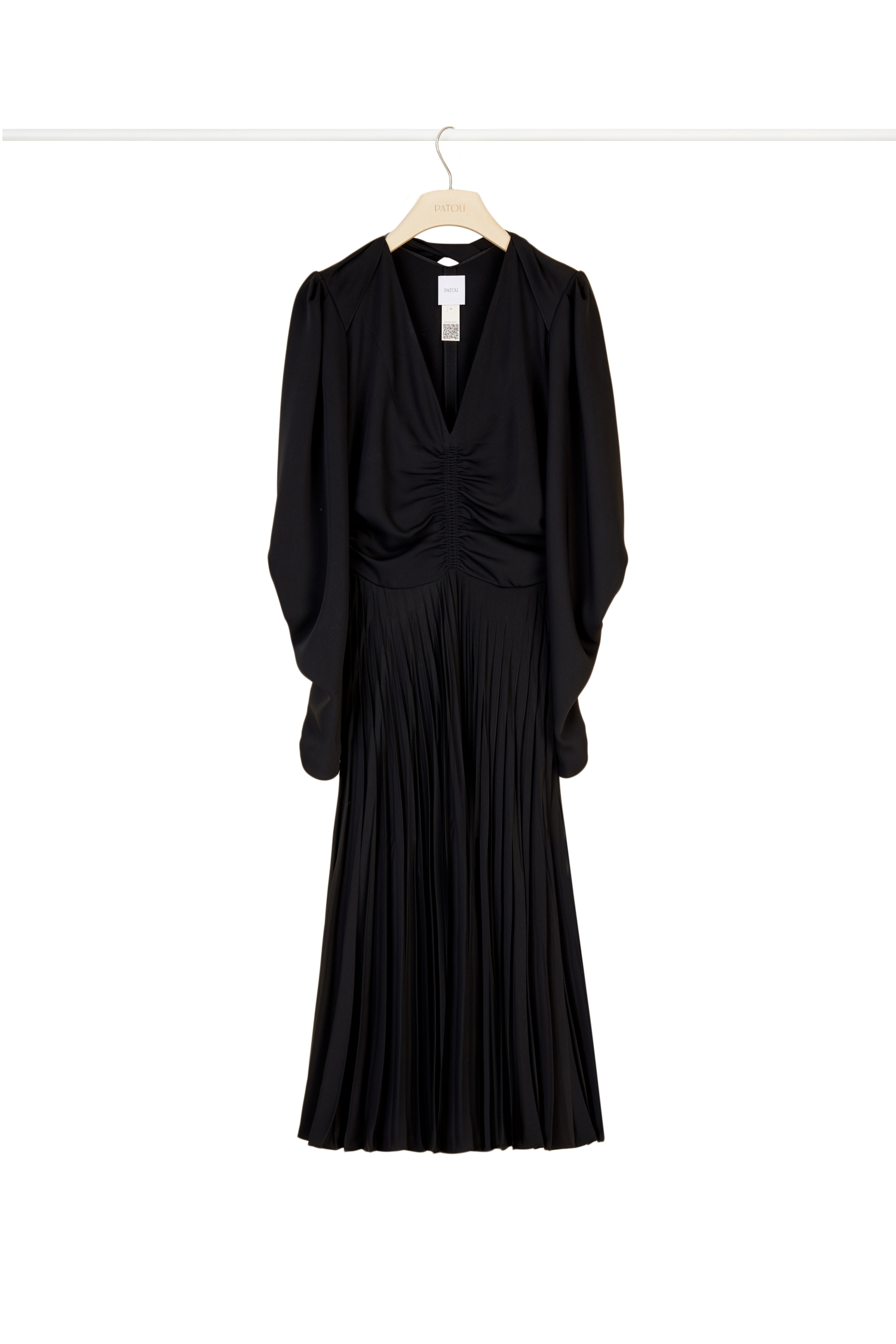 Robe plissée à col twisté - Noir
