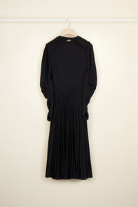 Robe plissée à col twisté - Noir