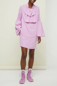 Robe courte à col lavallière - Lilas