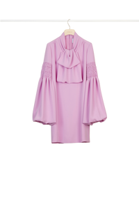 Robe courte à col lavallière - Lilas
