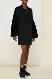 Robe courte à col lavallière - Noir