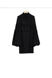 Robe courte à col lavallière - Noir