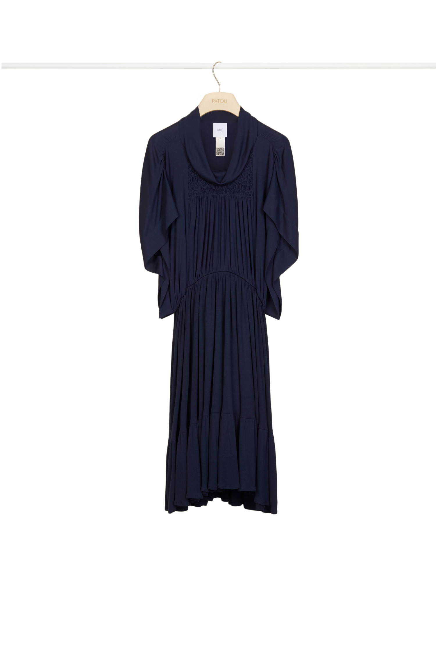 Robe midi à smocks - Bleu Saphir
