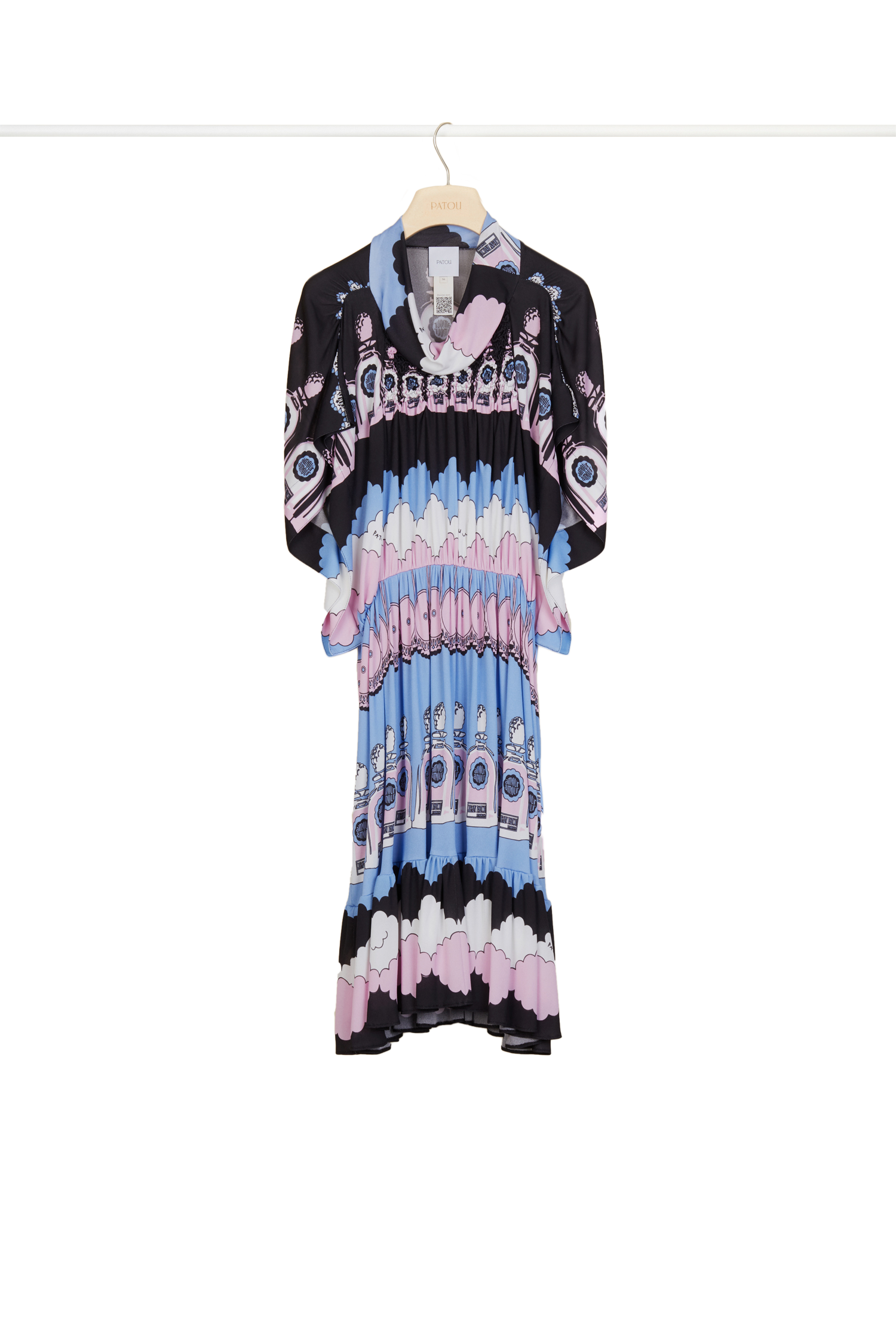 Robe midi imprimée à smocks - Clouds